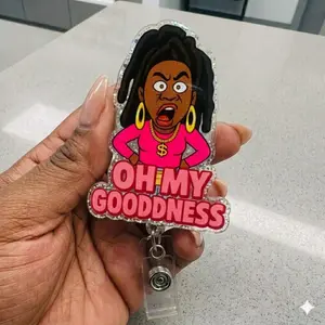 Oh my Goodness Nostalgia Hospital ID Healthcare Worker Lab Nurse Xray Pharmacy Reg Acrylic Badge Clip Nurse Badge Reel