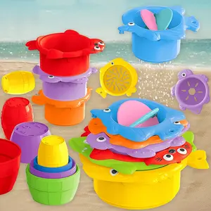 Toy Cup Stack Set, Stacker, Stacking Cups, Animal Cups Indoor Bathroom Outdoor Beach Pool Games, Color Recognition Mind Training, Random Accessories