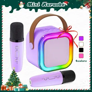 Portable Wireless Karaoke Speaker with Wireless Microphone,HIFI Stereo Sound KTV Speaker System,Wireless Speaker with RGB LED Lights,modified voice,Karaoke Machine for Outdoor,Travel, Best Gift for Home Party,Birthday Gift  speaker bluetooth Audio