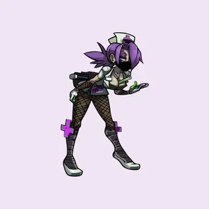 Goth Nurse Cartoon Sticker, Purple Hair Punk Nurse Decal, Cute Dark Aesthetic Sticker for Laptop, Bottle & Notebook