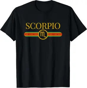 Classic Round Neck Knit Scorpio Zodiac Sign Graphic Short-Sleeve Cotton Sports T-Shirt, Print Garment, Ideal Birthday Gift for Casual Wear