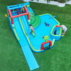 Yaheetech Double Lane Inflatable Water Slide for Kids Aged 3 To 10, Extra Long Water Slide Combo W/ Storage Bag & 650W Blower, 2 Slides & 2 Pools & Water Cannon & Soccer Goal & Basketball Hoop & Climbing Wall, 21′ L x 17.4′ W x 8.4′ H