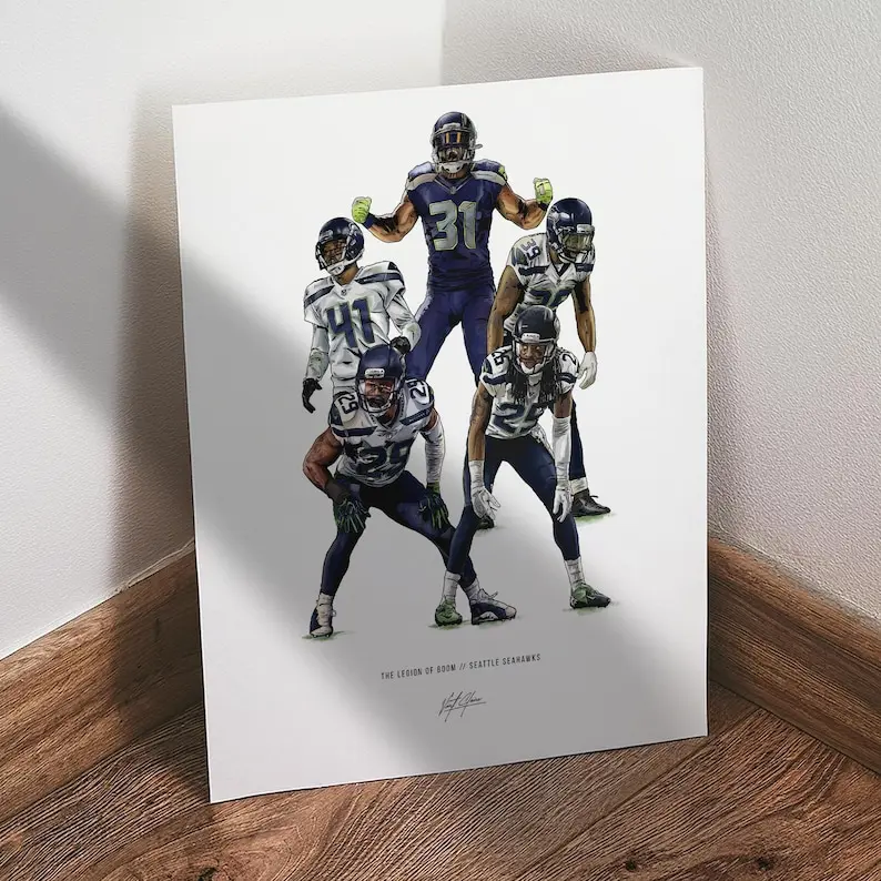 The Dark Side Poster Print Unframed, Seattle Seahawks Football Wall Art, Sports Print for Man Cave Office or Fan Gift