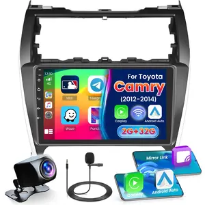 Toyota Camry 2012-2014 Android Car Stereo | with Wireless Carplay & Android Auto | 10" Touch Screen Radio Dash Kit | GPS Navigation, WiFi, Bluetooth, SWC Mirror Link, Mic Backup Camera