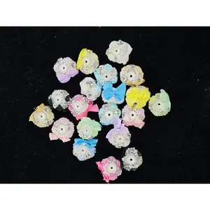 492 10PCS Luxury Ribbon Rhinestone Spacer Beads | Glam Bow Flower Beads for DIY Pens & Jewelry
