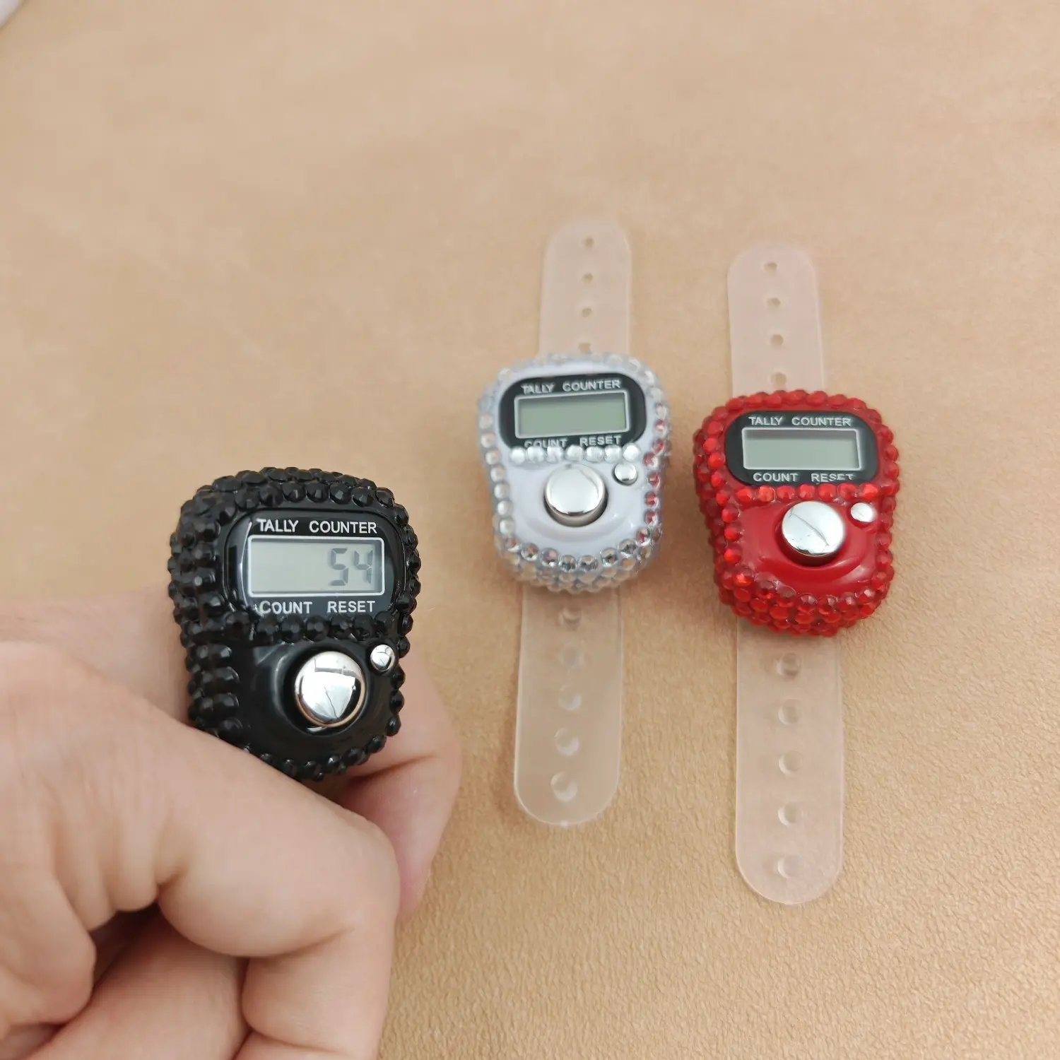 Multi-Pack Woman Electronic Ring Counter Clicker Finger for Prayer, Islamic, Record Traffic, Sports, Hindu Tracking Tasbih Tasbeeh Click Beads Knitting Zikr Chanting Muslims Fidget, Inventory Goods Counting, Lap Crochet, Score, Golf, Game