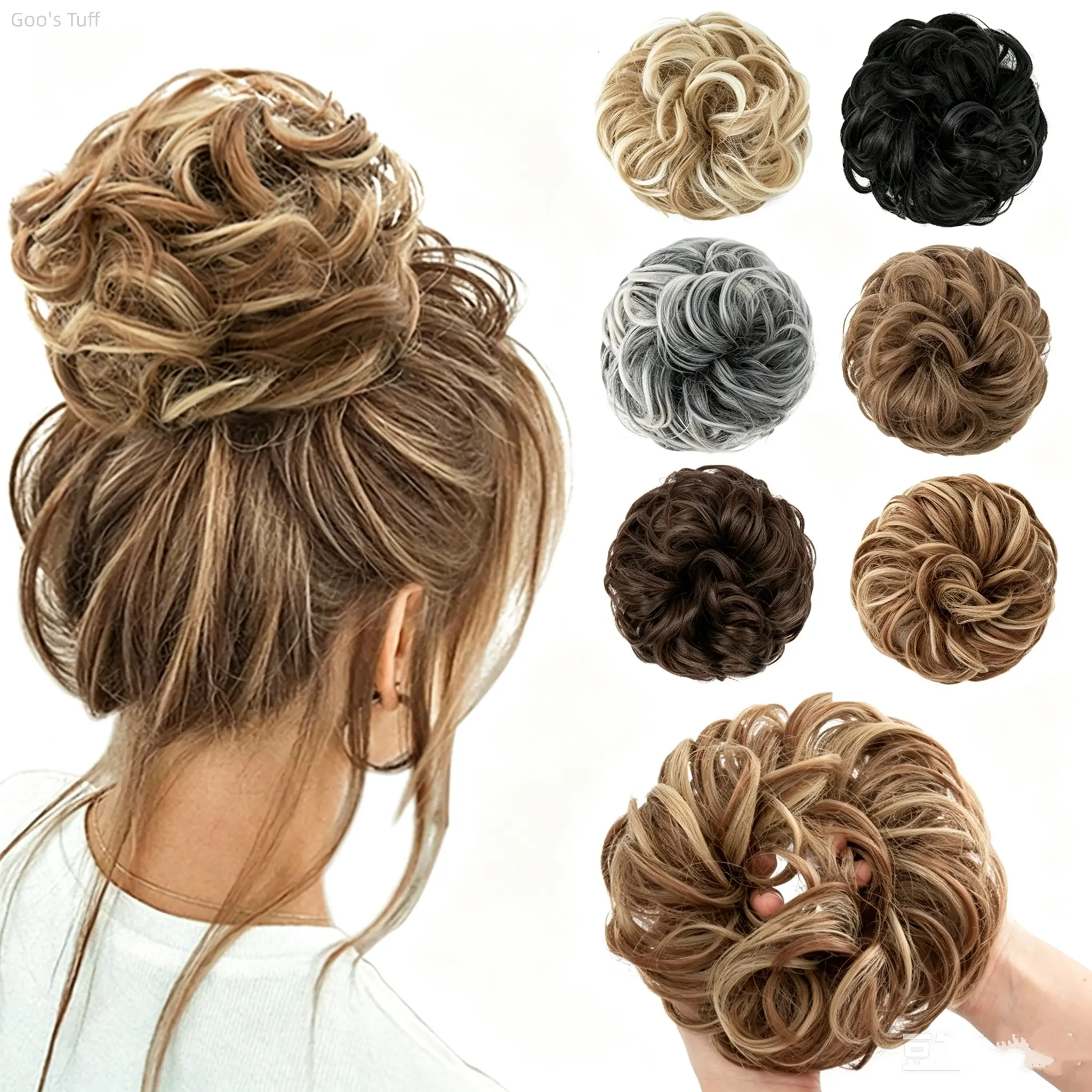 Women's Synthetic Wig Chignon Bun Extension - Elastic Matte Silk Hair Donut Scrunchie, Fluffy Curly Wrap Hairpiece for Daily, Dating, Casual Party Quick Volumized Hairstyle Outfits