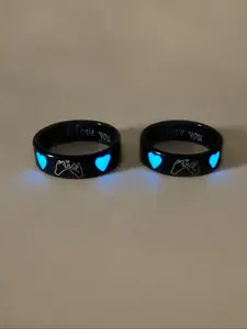 Couple Ring, Cute Heart Design Luminous Ring, Heart Shaped Ring, Fashion Jewelry for Party, Daily Clothing Decor, Trendy All-Match & Exquisite Jewelry for Birthday Gift, Wedding Promise Rings