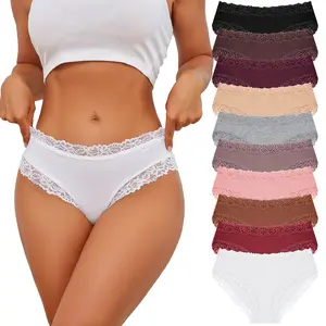 FINETOO 10-Pack Cotton Bikini Underwear for Women – Soft, Cheeky Fit with Lace Waist ,S–XXL SpringStatements FINETOO 10-Pack Cotton Bikini Underwear for Women – Soft, Cheeky Fit with Lace Waist ,S–XXL SpringStatements