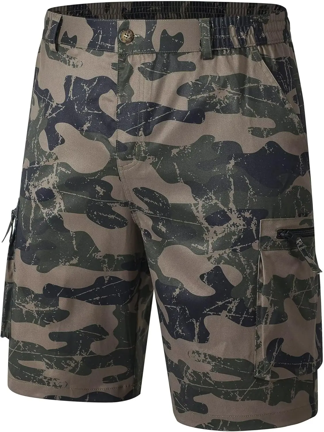 Men's Cargo Shorts 9" Stretch Waist Cargo Shorts with Zipper Pockets & 6 Pockets | 12 Color Options #fathersdaygifts