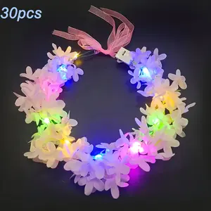 Micrency 30pcs Led Light Up Glow-in-the-Dark White Lilac Flower Wreath Set - Flower-Shaped Party Decorations, Festive Home Supplies for Weddings, Birthday Parties, Window Hanging Ornaments summerwins