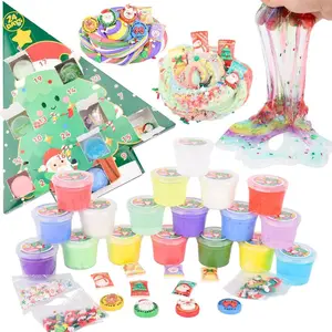 Christmas Slime Advent Calendar 2025-24 Days of Christmas Countdown Calendar Gifts for Kids, Cloud, Butter & Clear Slime DIY Kit for Girls and Boys, Goodie Bag Stuffers