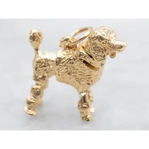 Yellow Gold Poodle Charm with Moving Head