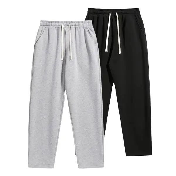 Men's Soft Comfortable 100% Polyester 2-Piece Athleisure Bottoms - Adjustable Drawstring Jogger Pants, Casual Sport Trousers, Ideal for Daily Commutes, Home Wear, Soft Comfortable Men's Pants