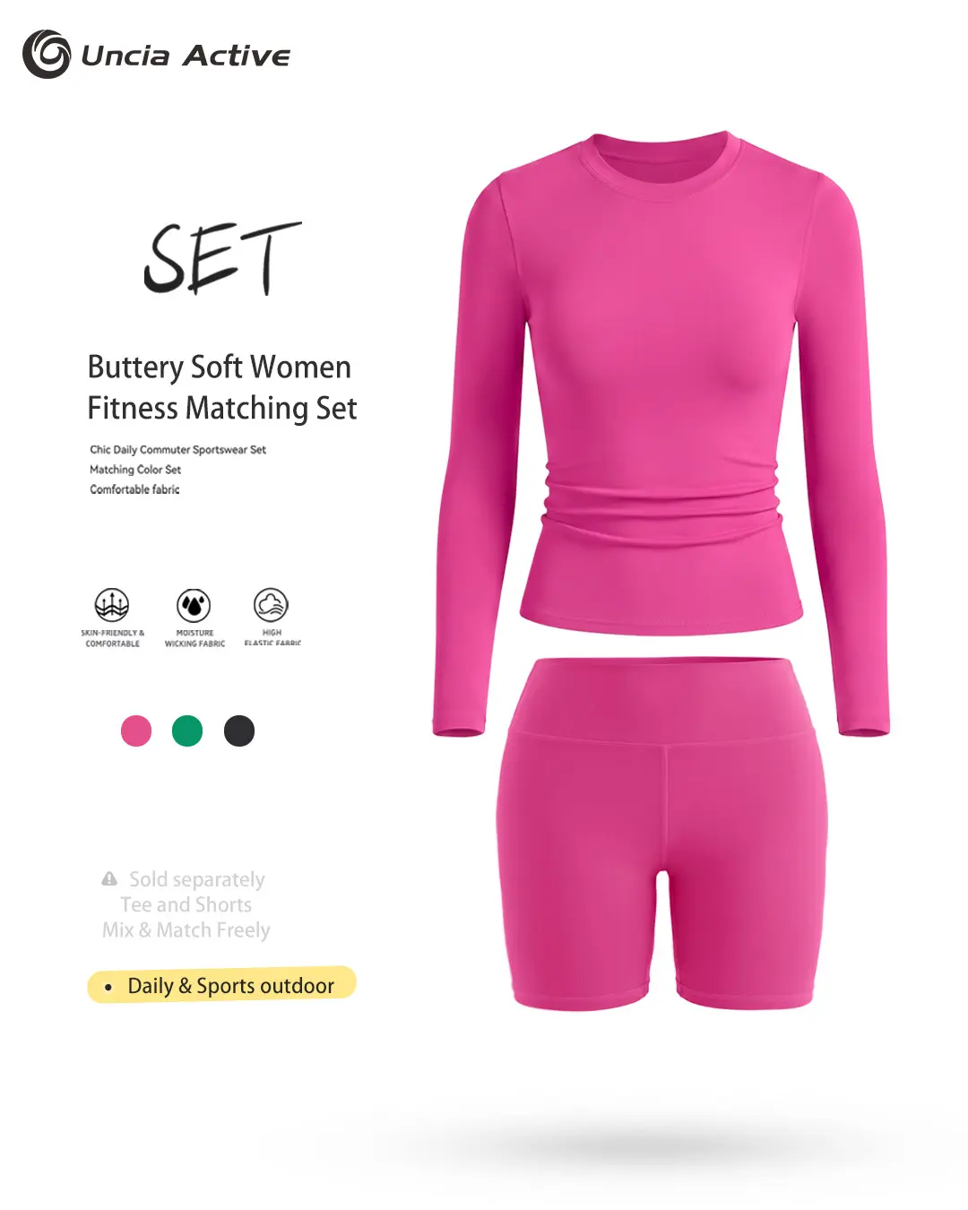 Buttery Soft Women Fitness Matching Set Long Sleeve Top & Compression Biker Shorts Tracksuit,back to school,back to school haul