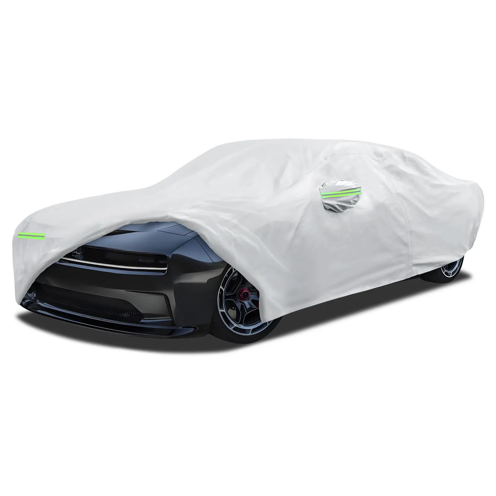 Car Cover Custom Fit for Dodge Charger 2006-2025, Migaven Waterproof Full Exterior Cover Sun Rain Protection with Door Zipper Silver