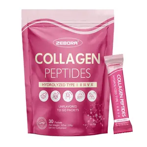 ZEBORA Collagen Peptides Powders - Support Skin Hair Nail Joints & Gut Health - 30 Stick Packs Nutrition Healthcare Supplement Skin Colagen  Dietary Fitness