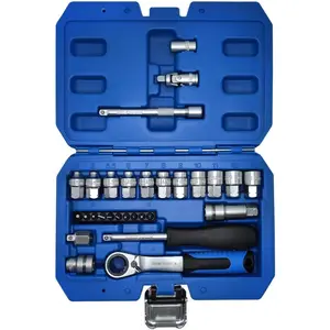 29PCS Pass Through Socket Set, 1/4 Inch Drive Impact Master Socket Wrench Kit, Ratchet Set With Universal Joint, Deep Socket Set, Low Profile Go-Through Socket Srench Set