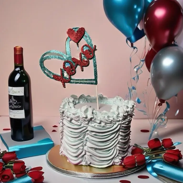Valentines Day Cake Topper XOXO with Heart-Shaped Design, Decorative Elements, and Heart-Shaped Flowers