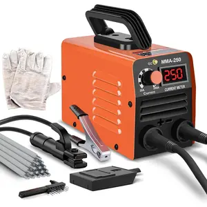 Super Mini Stick Welder Machine,110V 250A ARC Portable MMA Welding Machine for Beginners,Welding Machine with 10pcs Welding Rod Tools,IGBT Inverter Welder,Hot Start Arc Force Anti-stick (Orange)
