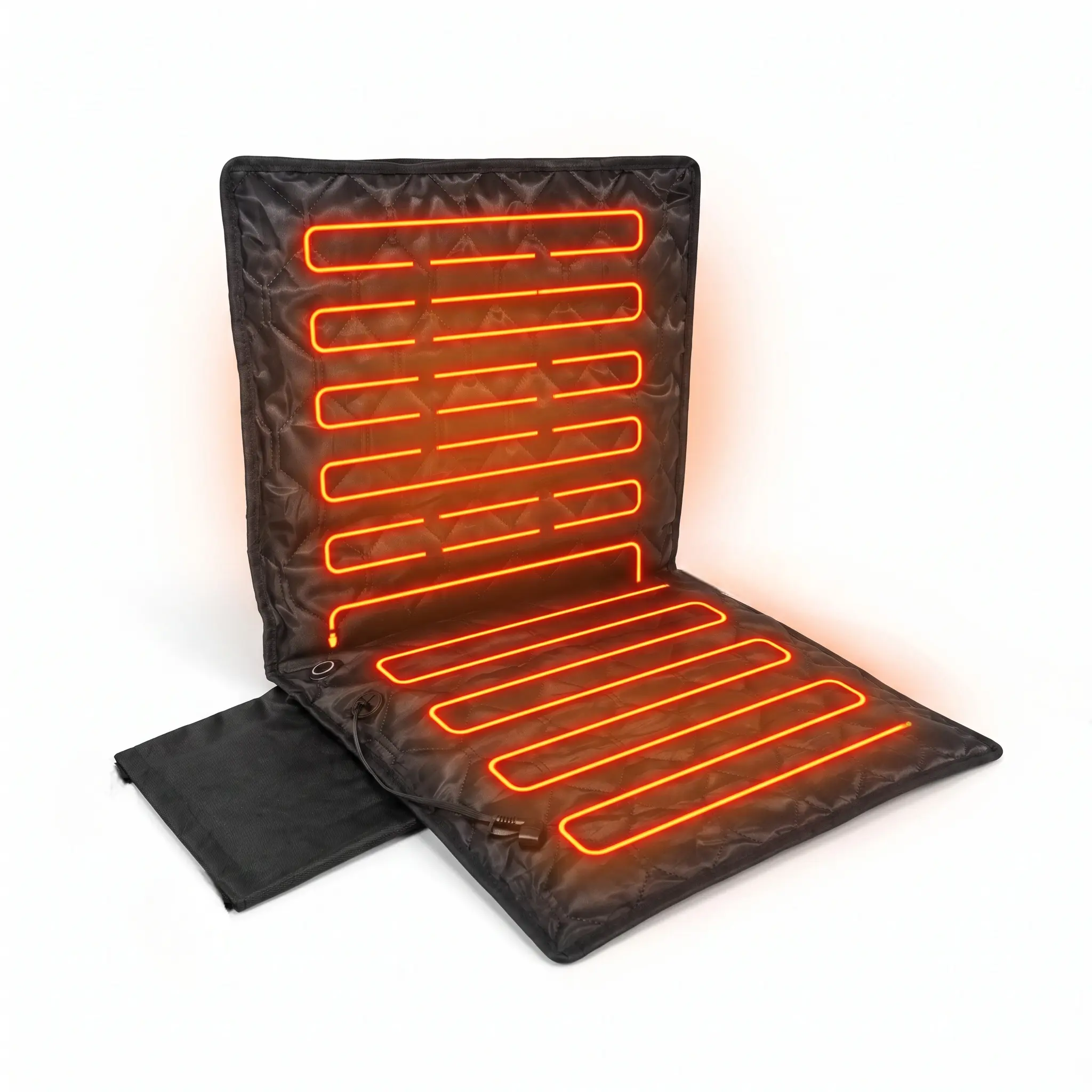 Portable Heated Polyester Seat Cushion - 5V 3A USB-Powered, Air-Compressible Packable, 3 Adjustable Temperature Settings, Up to 8 Hours Heating for Fishing, Stadium, Camping Use (Power Bank Not Included)