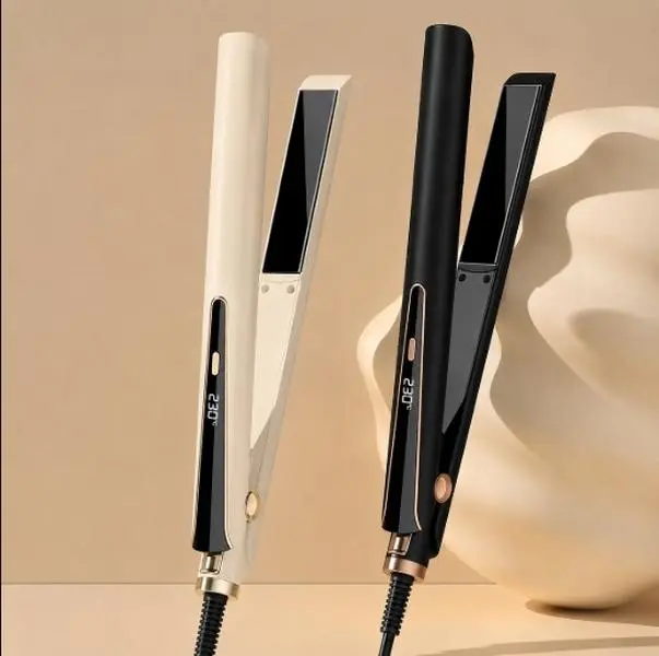 2-in-1 Ceramic Hair Straightener & Curler, Smooth Styling Tool with 30s Fast Heating, Digital Temp Display, 5 Adjustable 150–230°C Heat Settings for Straight Hair, Curls