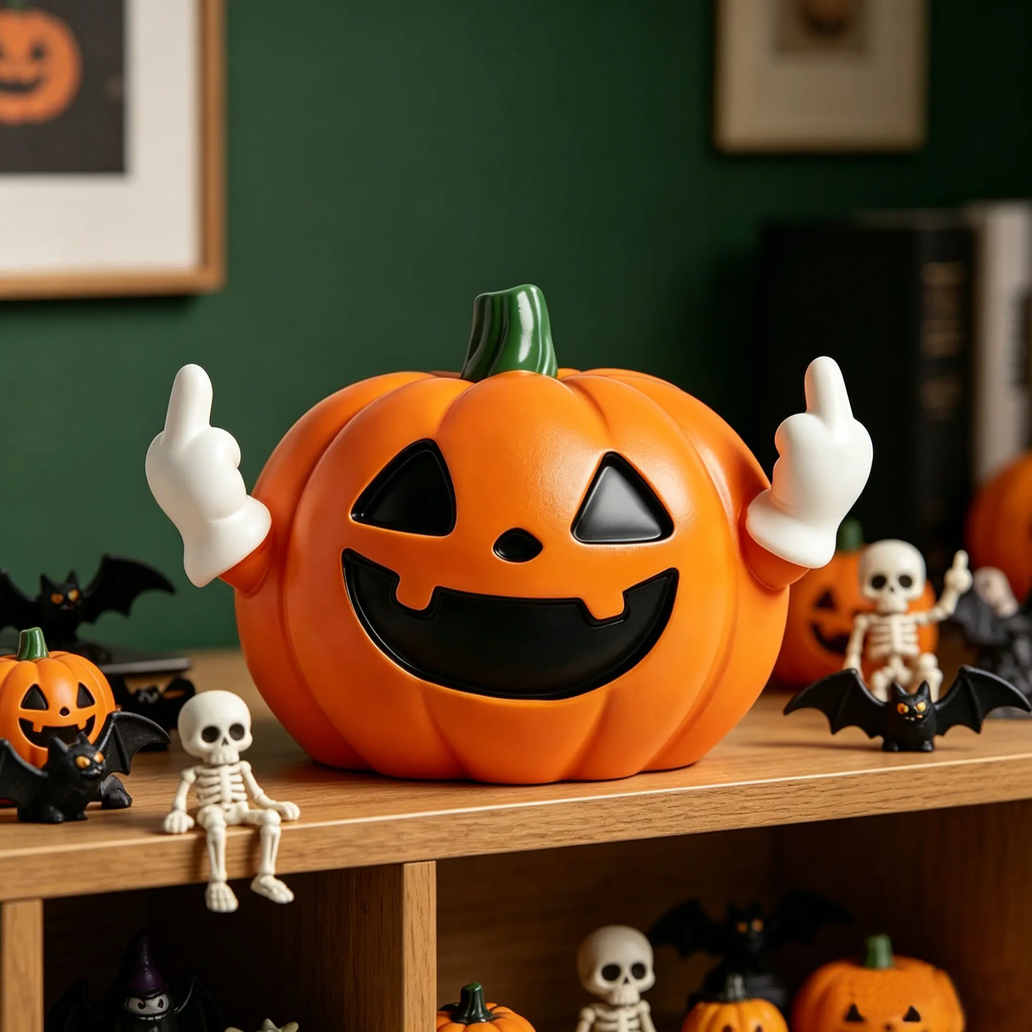 Halloween Mini Orange Pumpkin Decoration – Funny Middle Finger Design, Ideal Desk Decor for Fall, Thanksgiving & New Year
