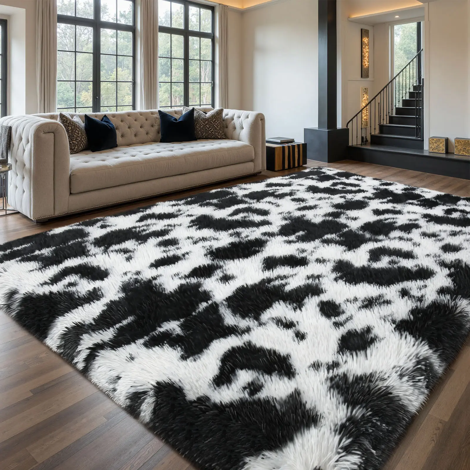 FAMVAL Extra Soft Fluffy Bedroom Rug, Thick Long Plush Non-Slip Area Rug for Living Room Kids Room Nursery, Modern Cozy Home Decor Carpet