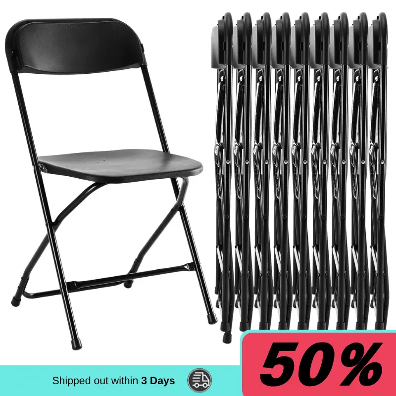 10-Pack White Plastic Armless Stacking Chairs - Collapsible, Compact, Legged Folding Seats with Steel Frame, 350lb Capacity, Indoor-Outdoor Portable Commercial Use for Events, Office, Collapsible Stacking Chairs