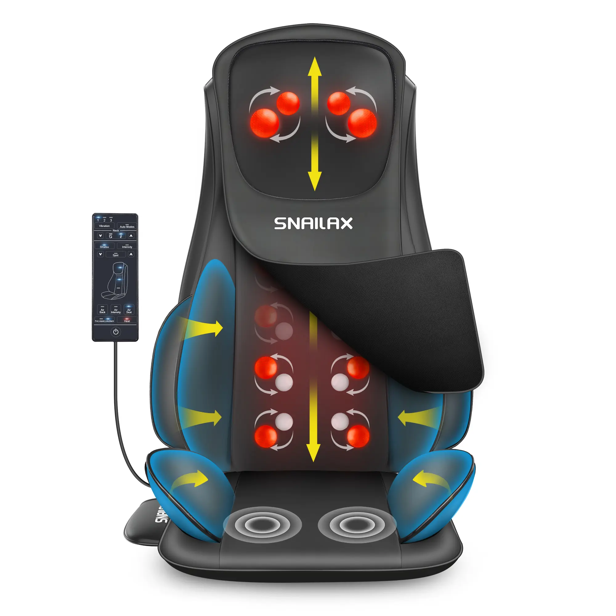 Snailax Shiatsu Neck Back Massager Pad with Heat Massage, Vibration Massage & Compression, Full Body Chair Seat Massager for Neck-Back-Shoulders, Christmas Gift for Adults, Massage Pad