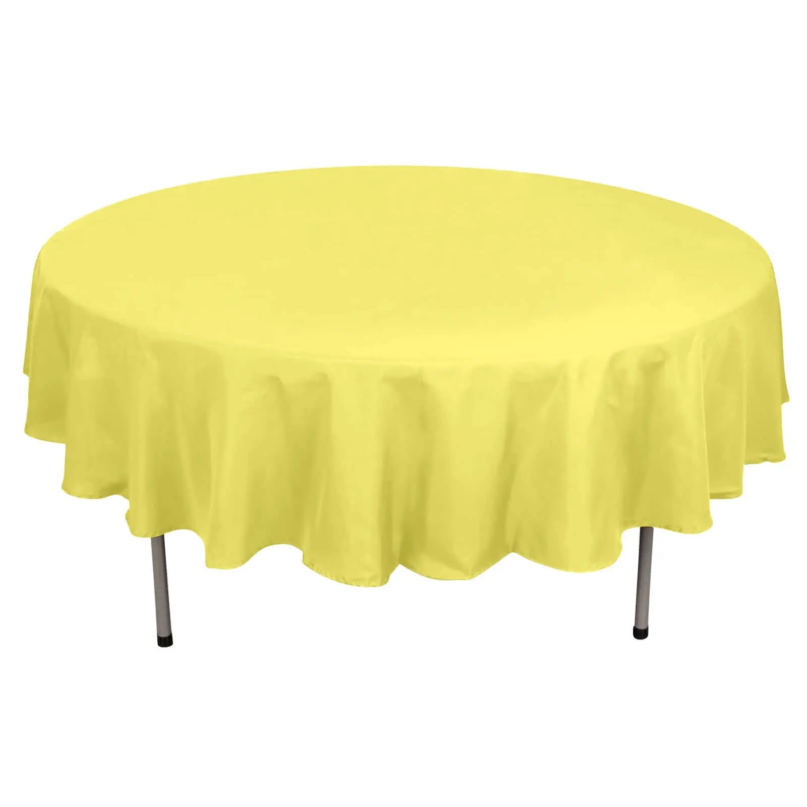 90" Circular Polyester Round Tablecloth, Yellow Stain-Resistant Wrinkle-Resistant Table Cover for Birthday, Graduations, Thanksgiving, Hotels