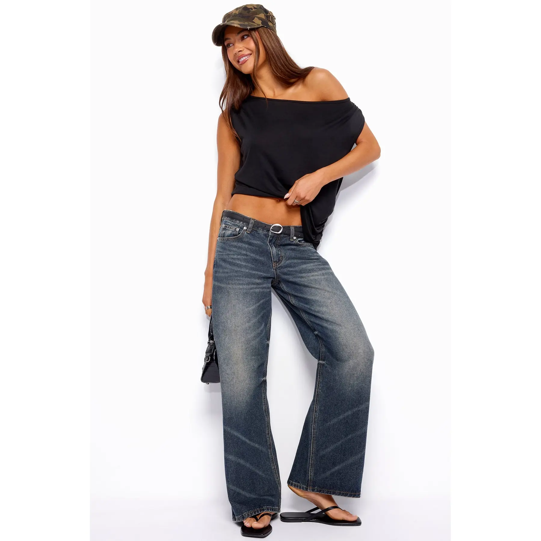 Raelynn Washed Low Rise Baggy Jeans