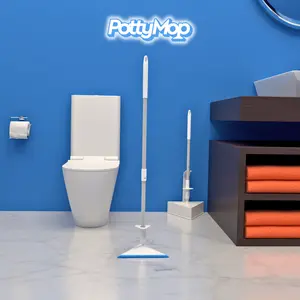 Pottymop | Mini Bathroom Mop & Holder System | Multi-Surface Cleaning | Telescopic Wand for Extended Reach | Includes Mop & Holder
