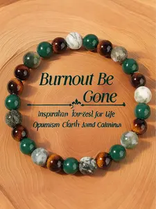 Natural Stone Beaded Bracelet, Fashionable Colorblock Crystal Beaded Bracelet for Women & Men, Trendy All-match & Exquisite Jewelry for Birthday Gift, Crystal Bracelets, Natural Healing Crystal, Energy Bracelet