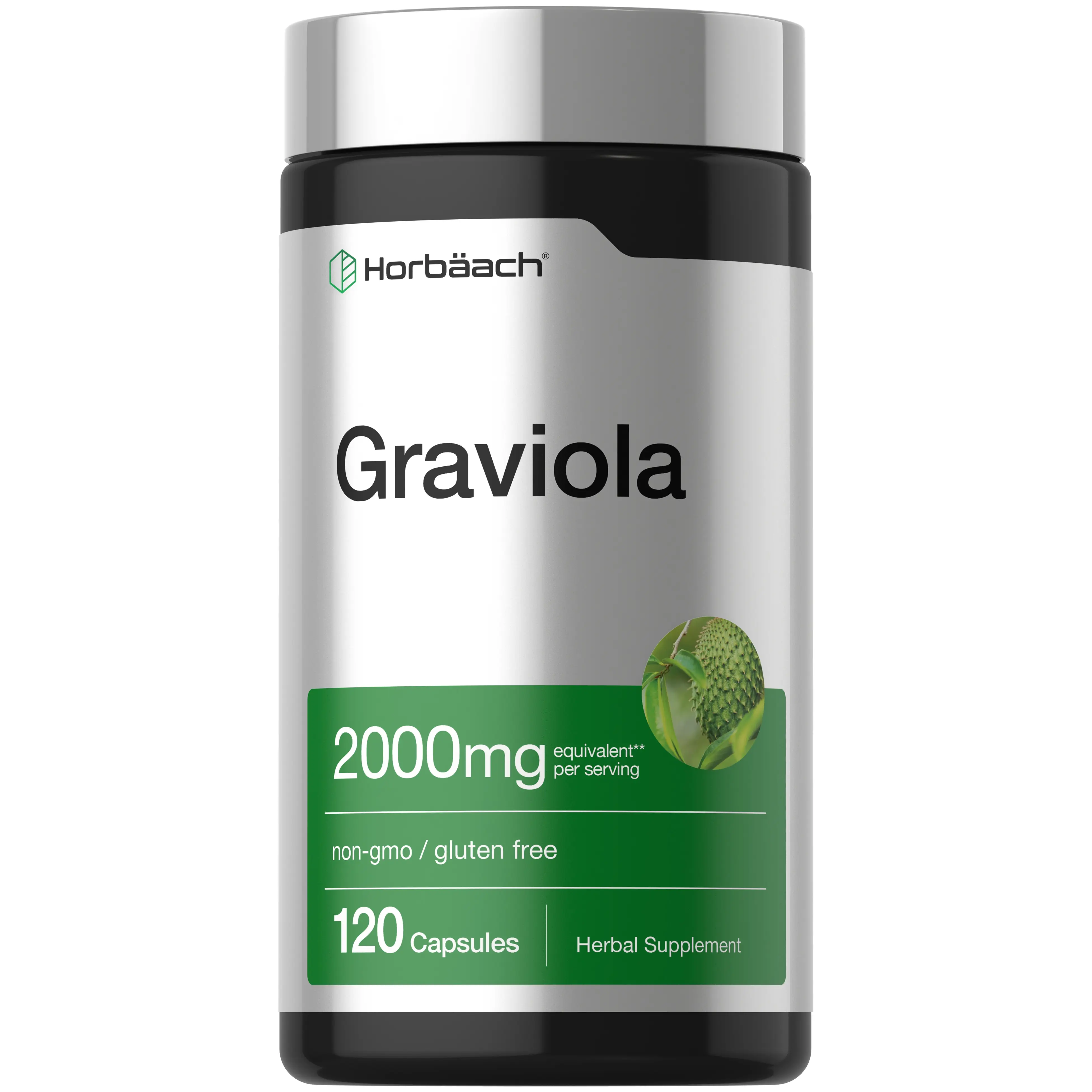 Horbäach Graviola Capsules | 2000 mg | 120 Count | Non-GMO, Gluten Free | Soursop (Annona Muricata)