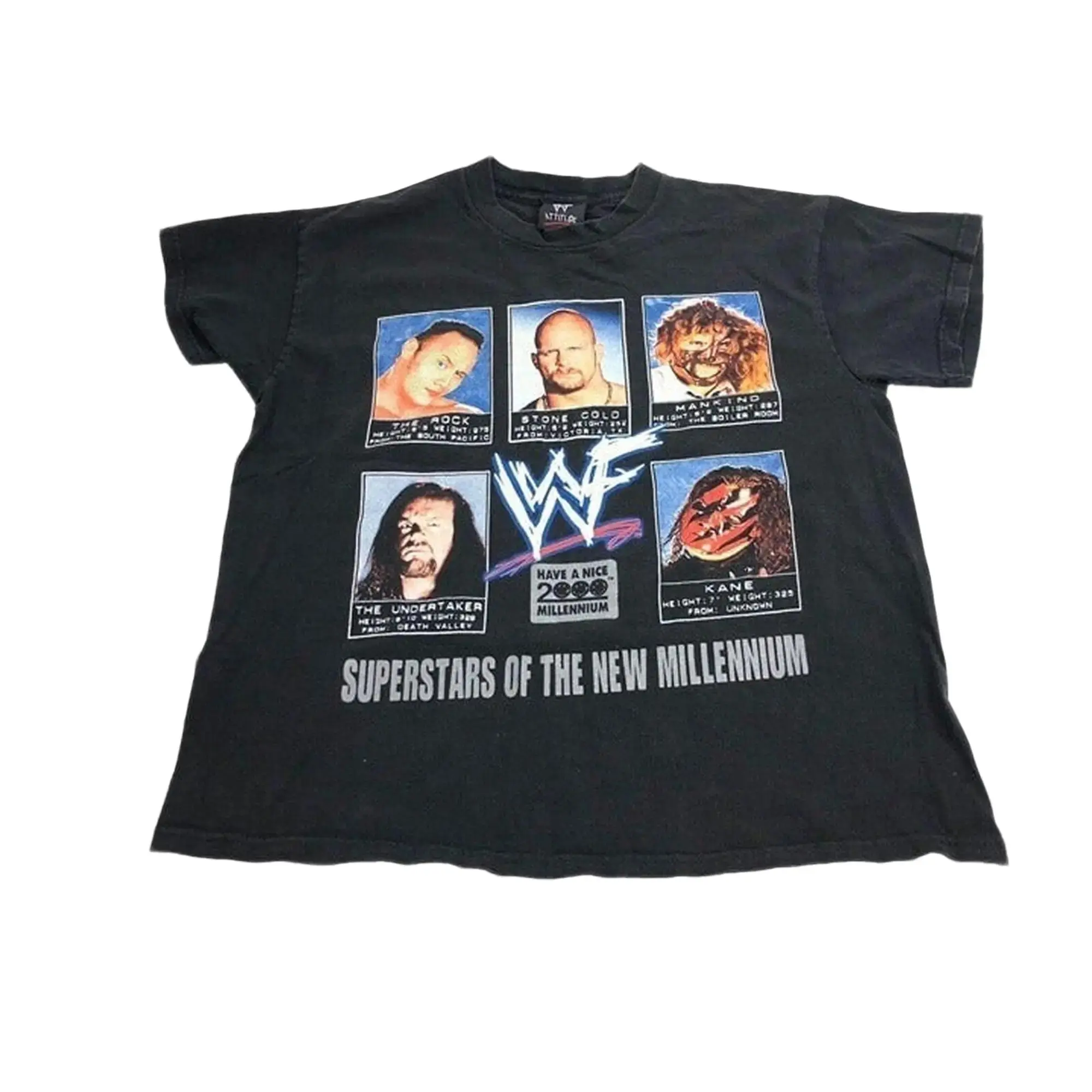 2000 Y2k Wwf Millennium Superstars Tshirt Crewneck Classic Streetwear Cotton