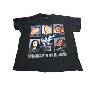 2000 Y2k Wwf Millennium Superstars Tshirt Crewneck Classic Streetwear Cotton