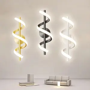 Modern LED Wall Lamps, Indoor Home Decor, Interior Lights, Spiral Design, Available in Gold/White/Black, For Bedside, Living Room Feature Wall Lighting, Bedrooms, Study Rooms, Fixed Decorative Lighting, Home Decoration Lamp