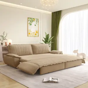 73.2‘’ Queen Size Sofa Bed, Corduroy Loveseat 3-in-1 Convertible Sleeper Sofa Couch, Pull Out Sofabed, Space Saving