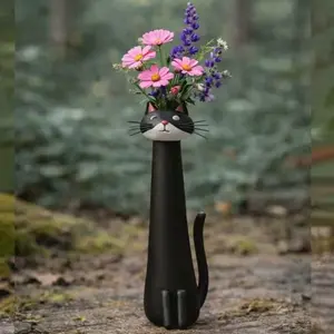 Handcrafted Quirky Cat-Shaped Vase, Decorative Vase, Unique Handmade Flower Pot Design, Cute Desktop Decoration, Home Decor Accessory, Perfect Gift Idea for Animal Lovers & Home Decor Enthusiasts