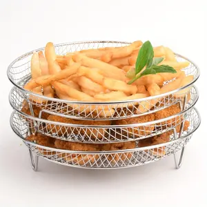3 in 1 Air Fryer Accessories Set, 1 Set Stainless Steel Stacking Rack, Dehydrator, Air Fryer Baking Rack, Barbecue Net, Fryer Accessories, Grill Accessories