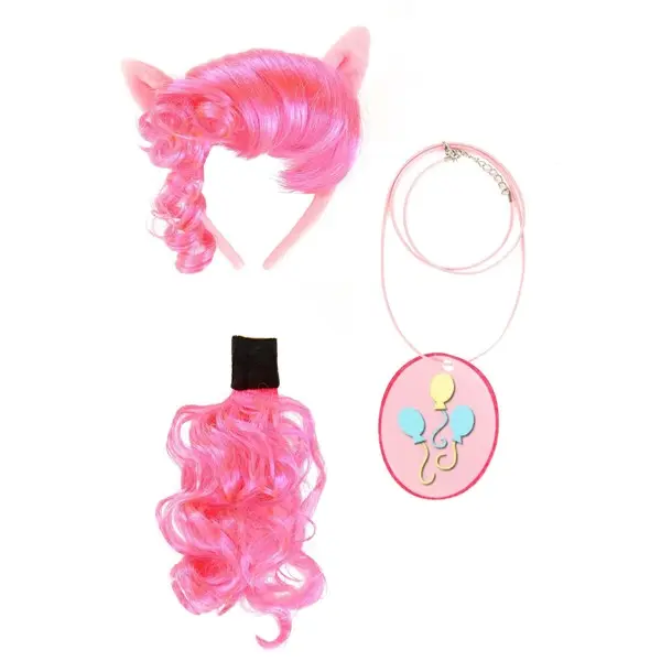 HalloweenCostumes Men's Pinkie Pie Costume Kit - Felt, Plastic Accessories with Faux Hair, Plush Ears, Headband, Tail & Cutie Mark