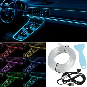 Yobis USB-Powered Car LED Ambient Lighting — 1–5 Meter Color-Changing Fiber Optic Accent Lights with Multiple Color Modes; LED "Cold Light" Guide-Wire Strips | Car Accessories | Interior Decor | Automotive Lighting Components — Easy Installation