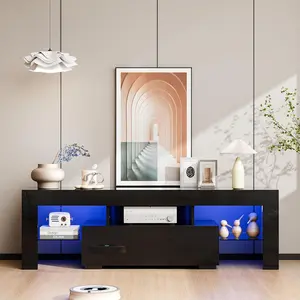 VINGLI LED TV Stand, 51'' Modern Entertainment Center with LED Lights and Storage for 40/43/50/55 Inch TV