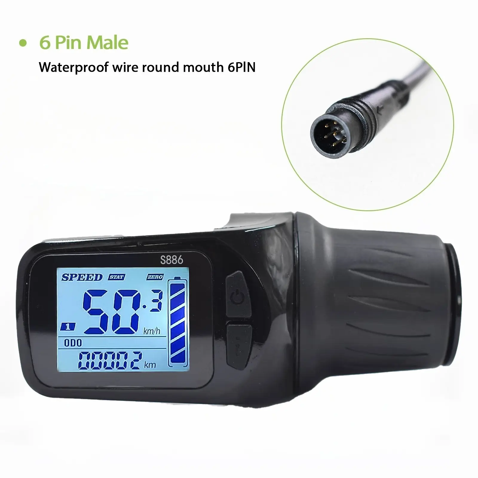 S886 6pin Color Display Screen for Electric Bicycle, Waterproof Controller Connection for Uart 2 Protocol, Essential Electric Bike Accessory Ebike