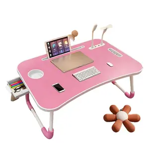 Multifunctional Foldable Laptop Bed Table with 4 USB Ports, Cooling Fan, LED Light, Cup Holder & Storage Drawer | Ideal for Bed, Sofa & Home Office Use
