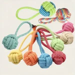 1 piece of heavy-duty braided rope dog bite toy, two-color/solid color rope ball with textured grip - Interlocking rope ball for strong chewers, tooth cleaning and training, durable teeth grinding - suitable for catching, tug-of-war games