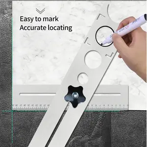 Ceramic Tile Hole Locator, Stainless Steel Universal Punching Tool, Multi Hole Positioning, for Wall Receptacle Outlet, Faucets & Water Heater Pipes