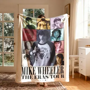 Stranger Things Mike Wheeler Flannel Blanket, Large Soft Lightweight Warm, Perfect for Bed Sofa Office Camping Travel, Valentine's Day Gift, Multifunctional Blanket