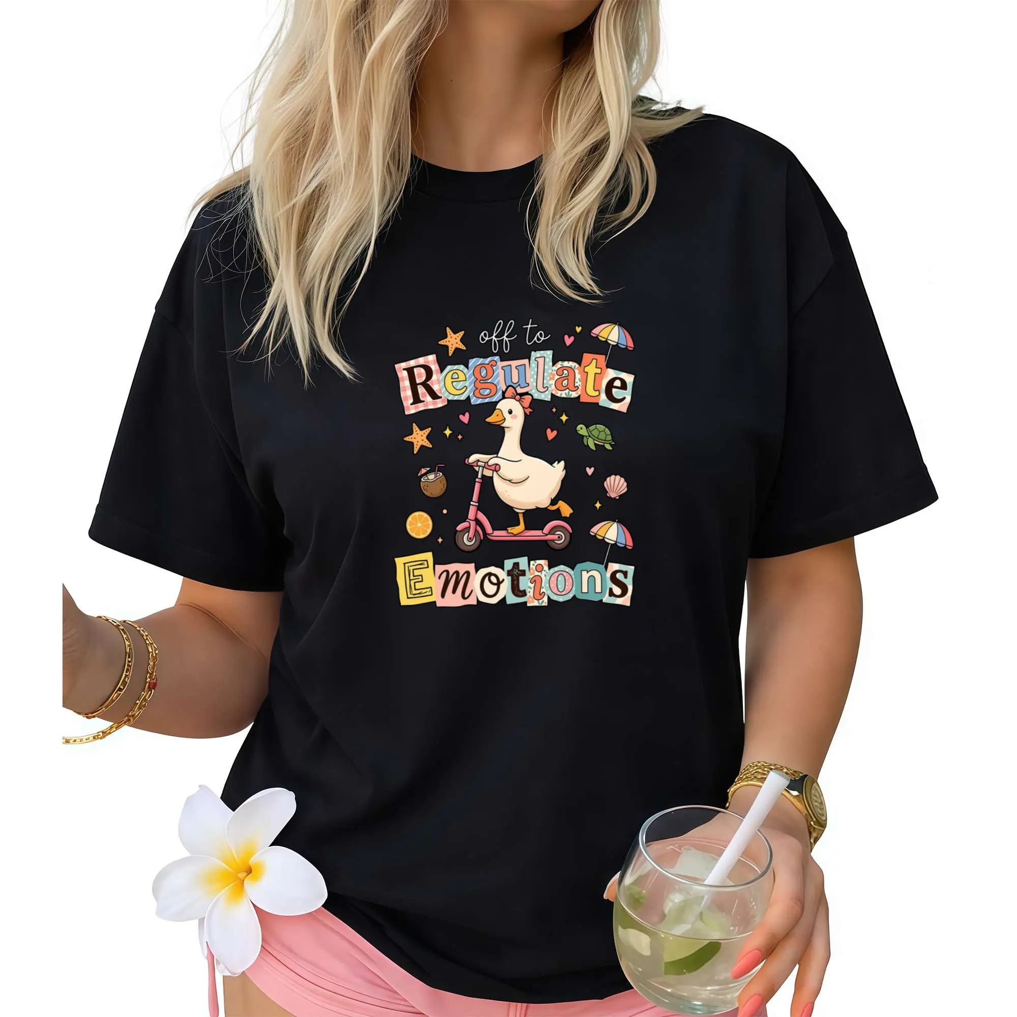 Off To Regulate Emotions Shirt, Summer Goose Shirt, Therapist Gift, Mental Health Shirt,  Summer Vibes Tee, Positivity Shirt